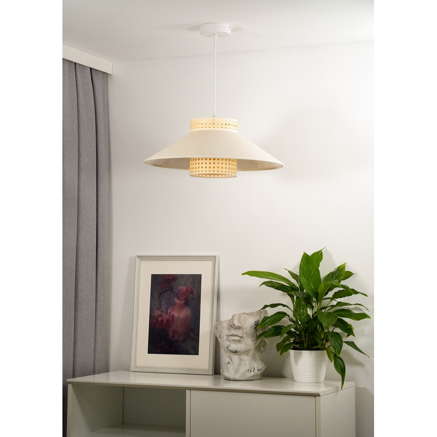 Duolla - Lampadario a sospensione con filo RIO RATTAN 1xE27/15W/230V diametro 45 cm beige/rattan