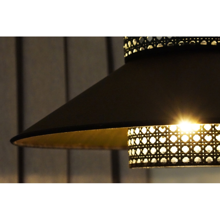 Duolla - Lampadario a sospensione con filo RIO RATTAN 1xE27/15W/230V diametro 45 cm nero/oro