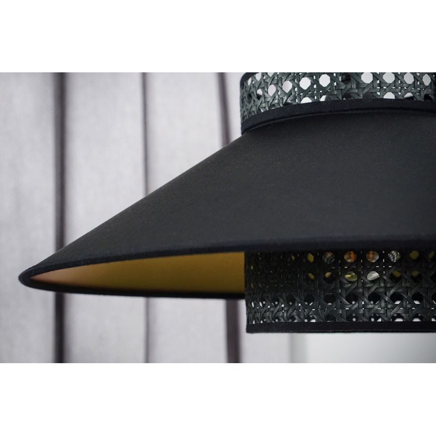 Duolla - Lampadario a sospensione con filo RIO RATTAN 1xE27/15W/230V diametro 45 cm nero/oro