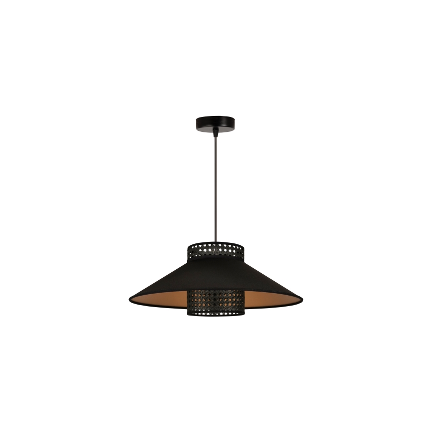 Duolla - Lampadario a sospensione con filo RIO RATTAN 1xE27/15W/230V diametro 45 cm nero/oro