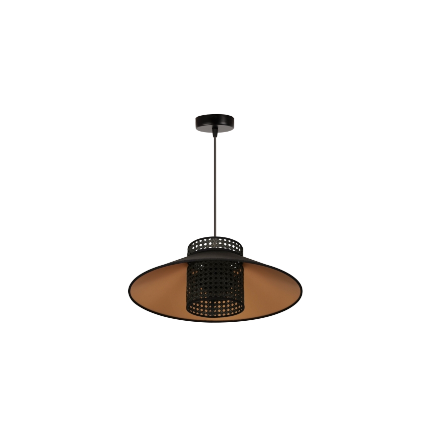 Duolla - Lampadario a sospensione con filo RIO RATTAN 1xE27/15W/230V diametro 45 cm nero/oro