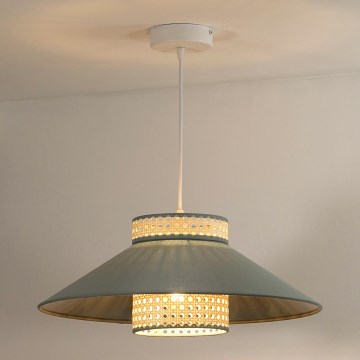 Duolla - Lampadario a sospensione con filo RIO RATTAN 1xE27/15W/230V diametro 45 cm verde/rattan