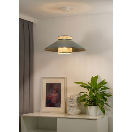 Duolla - Lampadario a sospensione con filo RIO RATTAN 1xE27/15W/230V diametro 45 cm verde/rattan
