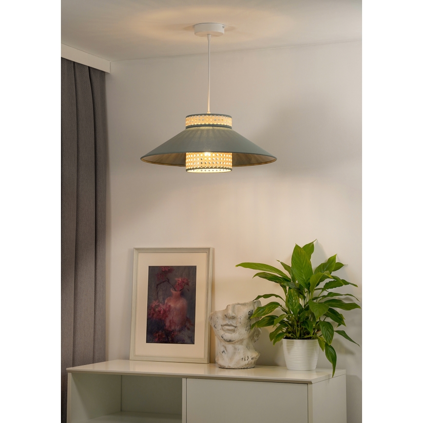 Duolla - Lampadario a sospensione con filo RIO RATTAN 1xE27/15W/230V diametro 45 cm verde/rattan