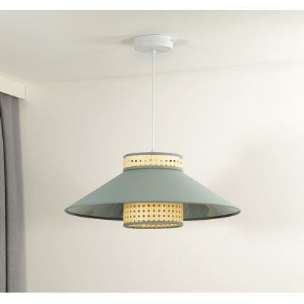 Duolla - Lampadario a sospensione con filo RIO RATTAN 1xE27/15W/230V diametro 45 cm verde/rattan