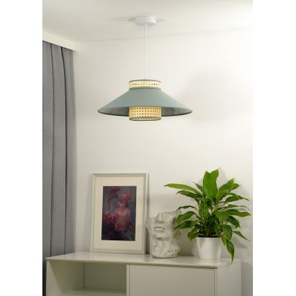 Duolla - Lampadario a sospensione con filo RIO RATTAN 1xE27/15W/230V diametro 45 cm verde/rattan