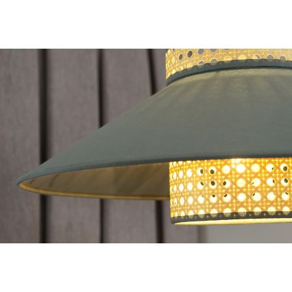 Duolla - Lampadario a sospensione con filo RIO RATTAN 1xE27/15W/230V diametro 45 cm verde/rattan