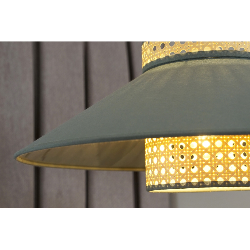 Duolla - Lampadario a sospensione con filo RIO RATTAN 1xE27/15W/230V diametro 45 cm verde/rattan