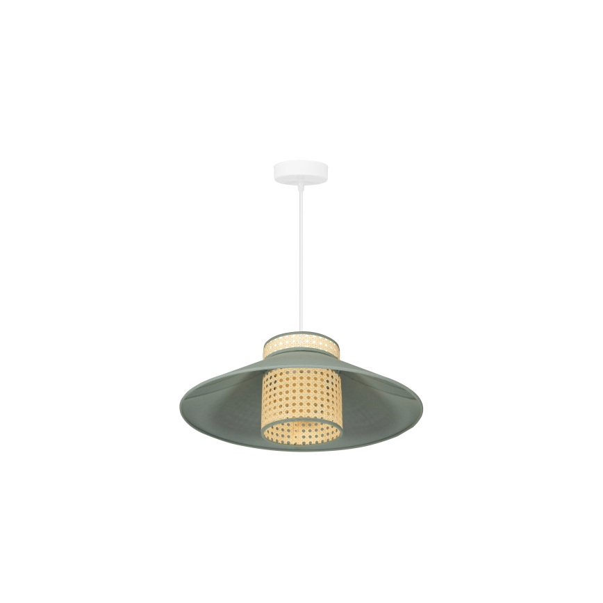 Duolla - Lampadario a sospensione con filo RIO RATTAN 1xE27/15W/230V diametro 45 cm verde/rattan