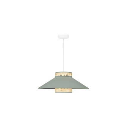 Duolla - Lampadario a sospensione con filo RIO RATTAN 1xE27/15W/230V diametro 45 cm verde/rattan