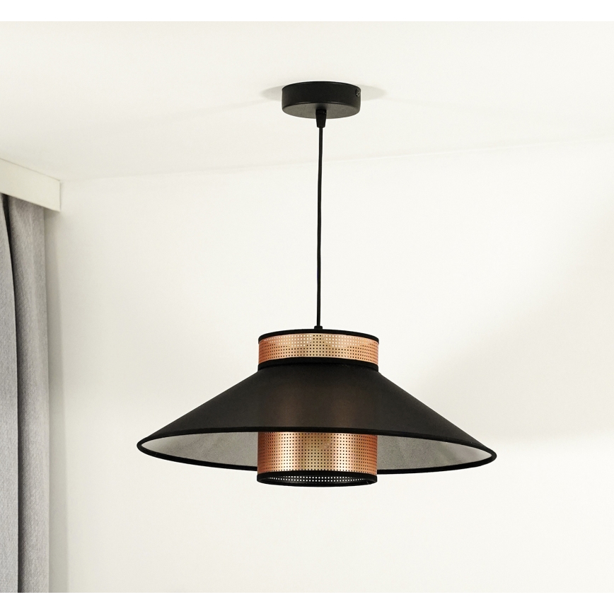 Duolla - Lampadario a sospensione con filo RIO SHINY 1xE27/15W/230V diametro 45 cm nero/rame