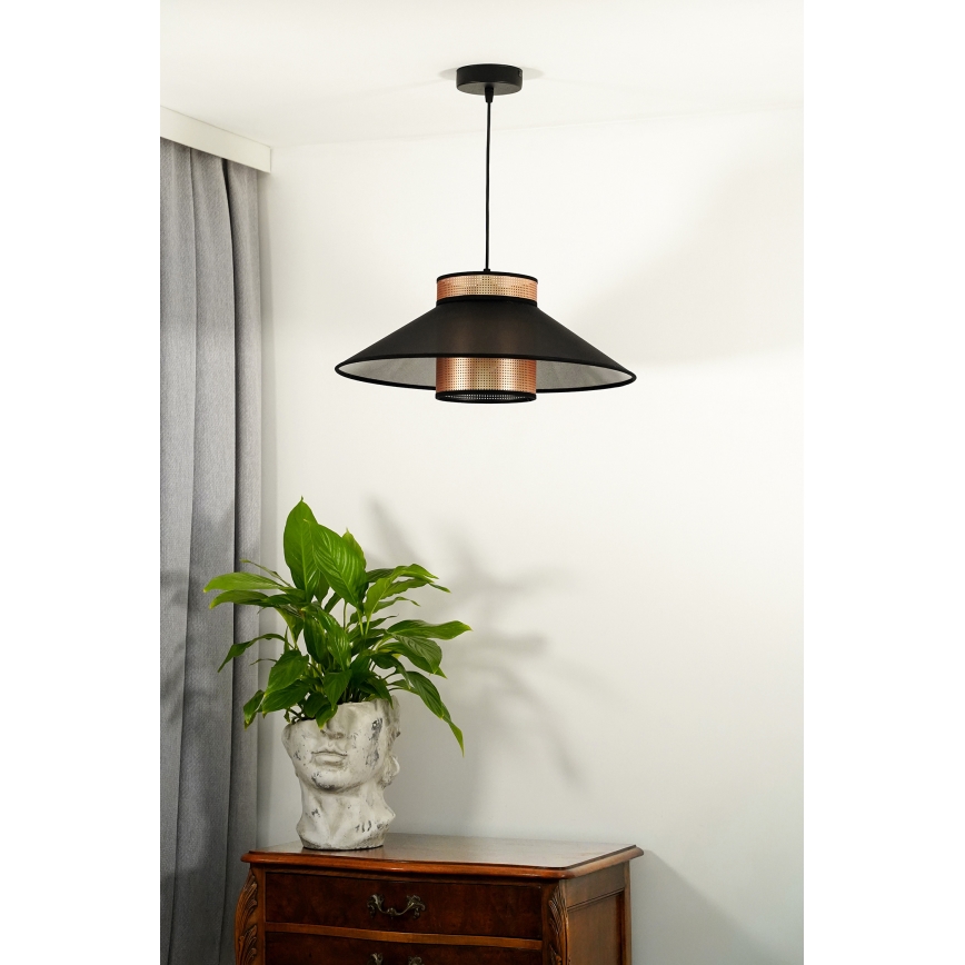Duolla - Lampadario a sospensione con filo RIO SHINY 1xE27/15W/230V diametro 45 cm nero/rame