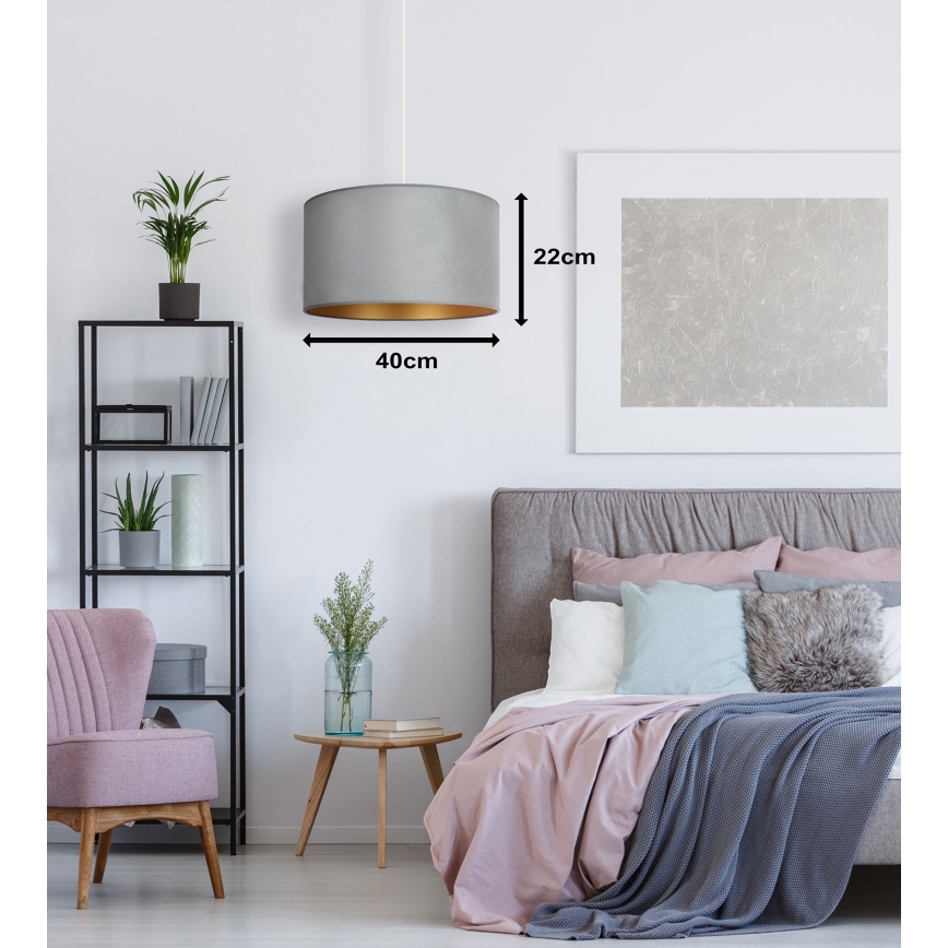 Duolla - Lampadario a sospensione con filo ROLLER 1xE27/15W/230V chiaro diametro 40 cm verde/oro