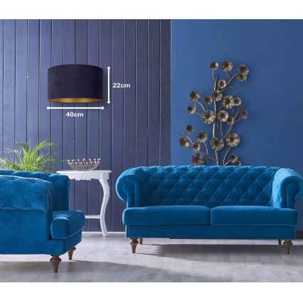 Duolla - Lampadario a sospensione con filo ROLLER 1xE27/15W/230V diametro 40 cm blu/oro