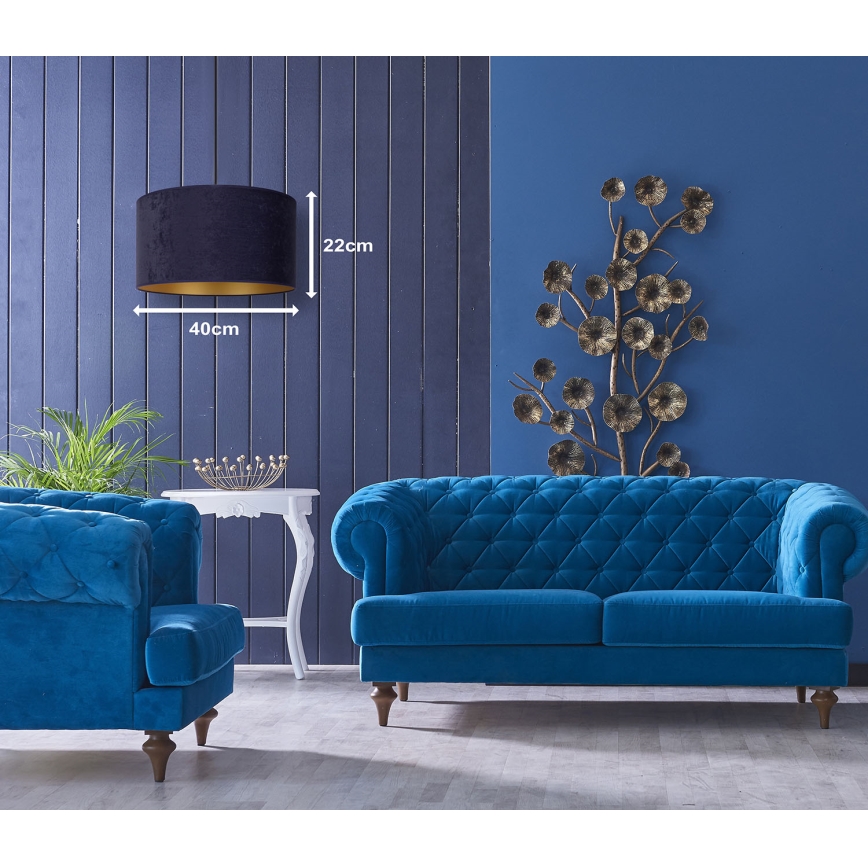 Duolla - Lampadario a sospensione con filo ROLLER 1xE27/15W/230V diametro 40 cm blu/oro