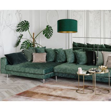 Duolla - Lampadario a sospensione con filo ROLLER 1xE27/15W/230V diametro 40 cm verde scuro/oro