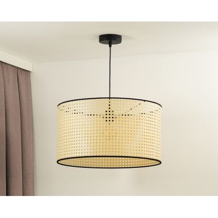 Duolla - Lampadario a sospensione con filo ROLLER 1xE27/15W/230V diametro 45 cm rattan/nero