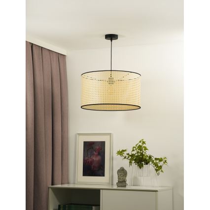 Duolla - Lampadario a sospensione con filo ROLLER 1xE27/15W/230V diametro 45 cm rattan/nero