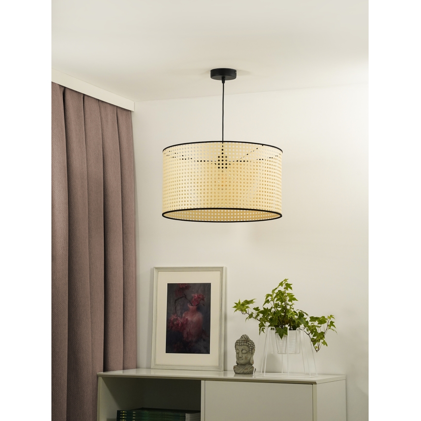Duolla - Lampadario a sospensione con filo ROLLER 1xE27/15W/230V diametro 45 cm rattan/nero