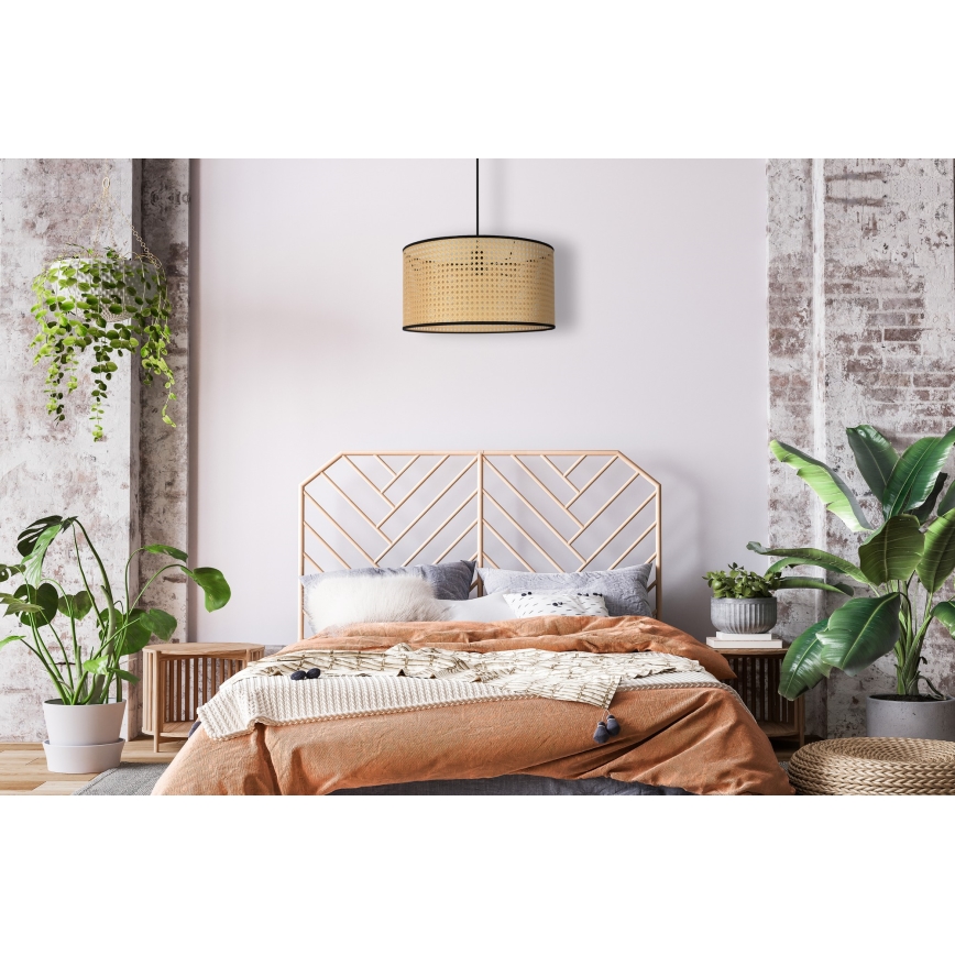 Duolla - Lampadario a sospensione con filo ROLLER 1xE27/15W/230V diametro 45 cm rattan/nero