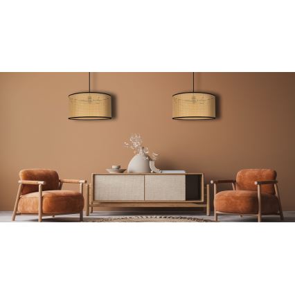 Duolla - Lampadario a sospensione con filo ROLLER 1xE27/15W/230V diametro 45 cm rattan/nero