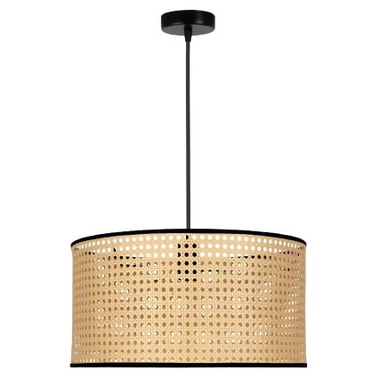 Duolla - Lampadario a sospensione con filo ROLLER 1xE27/15W/230V diametro 45 cm rattan/nero