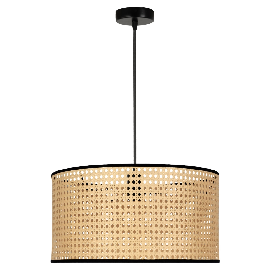 Duolla - Lampadario a sospensione con filo ROLLER 1xE27/15W/230V diametro 45 cm rattan/nero