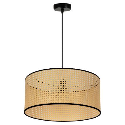 Duolla - Lampadario a sospensione con filo ROLLER 1xE27/15W/230V diametro 45 cm rattan/nero