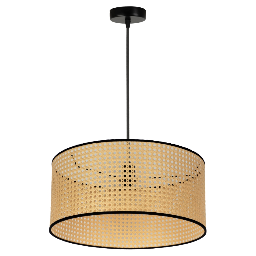 Duolla - Lampadario a sospensione con filo ROLLER 1xE27/15W/230V diametro 45 cm rattan/nero