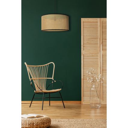Duolla - Lampadario a sospensione con filo ROLLER 1xE27/15W/230V diametro 45 cm rattan/nero