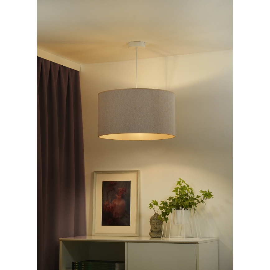 Duolla - Lampadario a sospensione con filo ROLLER ECO RECYCLING 1xE27/15W/230V diametro 45 cm color crema