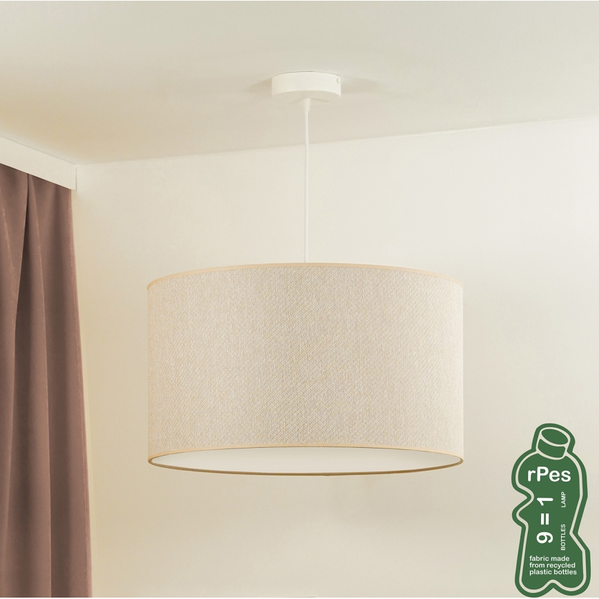 Duolla - Lampadario a sospensione con filo ROLLER ECO RECYCLING 1xE27/15W/230V diametro 45 cm color crema