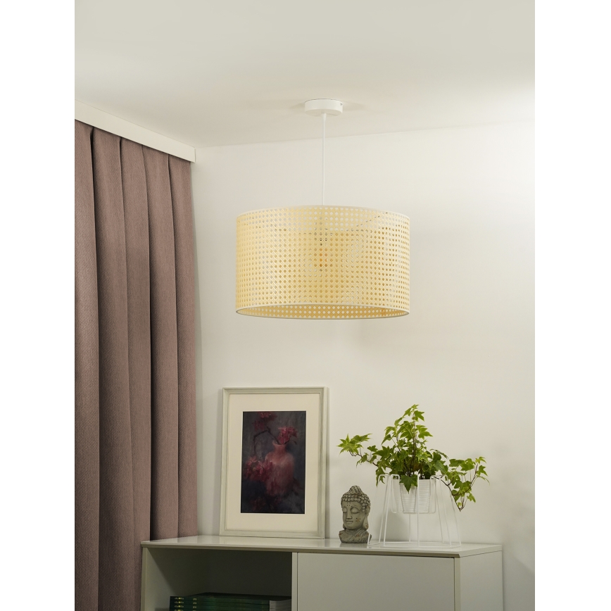 Duolla - Lampadario a sospensione con filo ROLLER RATTAN 1xE27/15W/230V diametro 45 cm beige