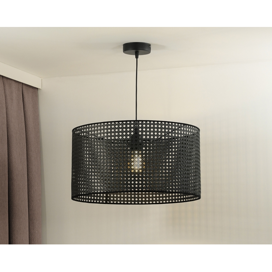 Duolla - Lampadario a sospensione con filo ROLLER RATTAN 1xE27/15W/230V diametro 45 cm nero