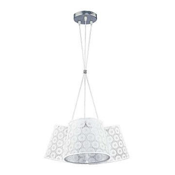 Duolla - Lampadario a sospensione con filo ROSSA 3xE27/40W/230V bianco/pizzo