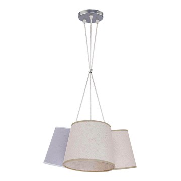 Duolla - Lampadario a sospensione con filo ROSSA 3xE27/40W/230V grigio/beige