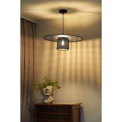 Duolla - Lampadario a sospensione con filo TOKYO RATTAN 1xE27/15W/230V diametro 50 cm nero/argento