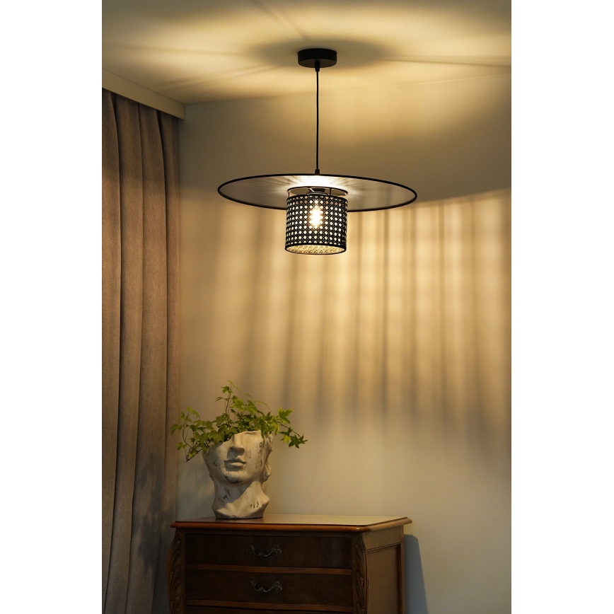 Duolla - Lampadario a sospensione con filo TOKYO RATTAN 1xE27/15W/230V diametro 50 cm nero/argento