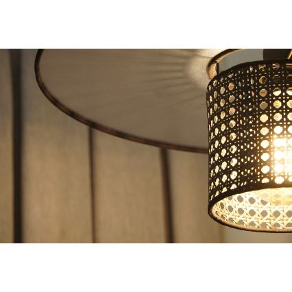 Duolla - Lampadario a sospensione con filo TOKYO RATTAN 1xE27/15W/230V diametro 50 cm nero/argento