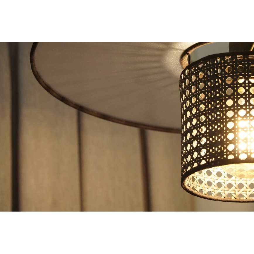 Duolla - Lampadario a sospensione con filo TOKYO RATTAN 1xE27/15W/230V diametro 50 cm nero/argento