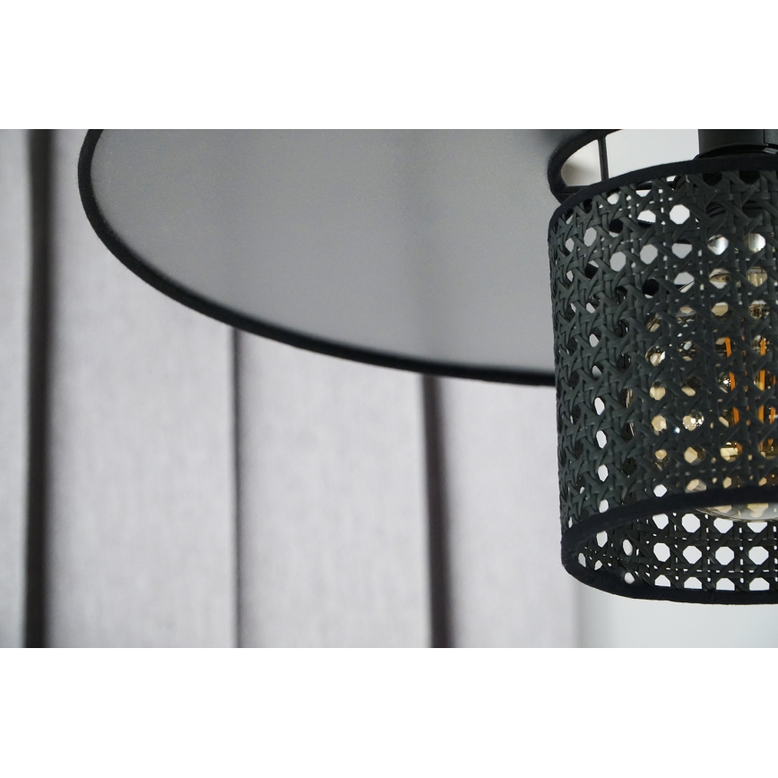 Duolla - Lampadario a sospensione con filo TOKYO RATTAN 1xE27/15W/230V diametro 50 cm nero/argento