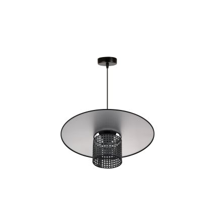 Duolla - Lampadario a sospensione con filo TOKYO RATTAN 1xE27/15W/230V diametro 50 cm nero/argento