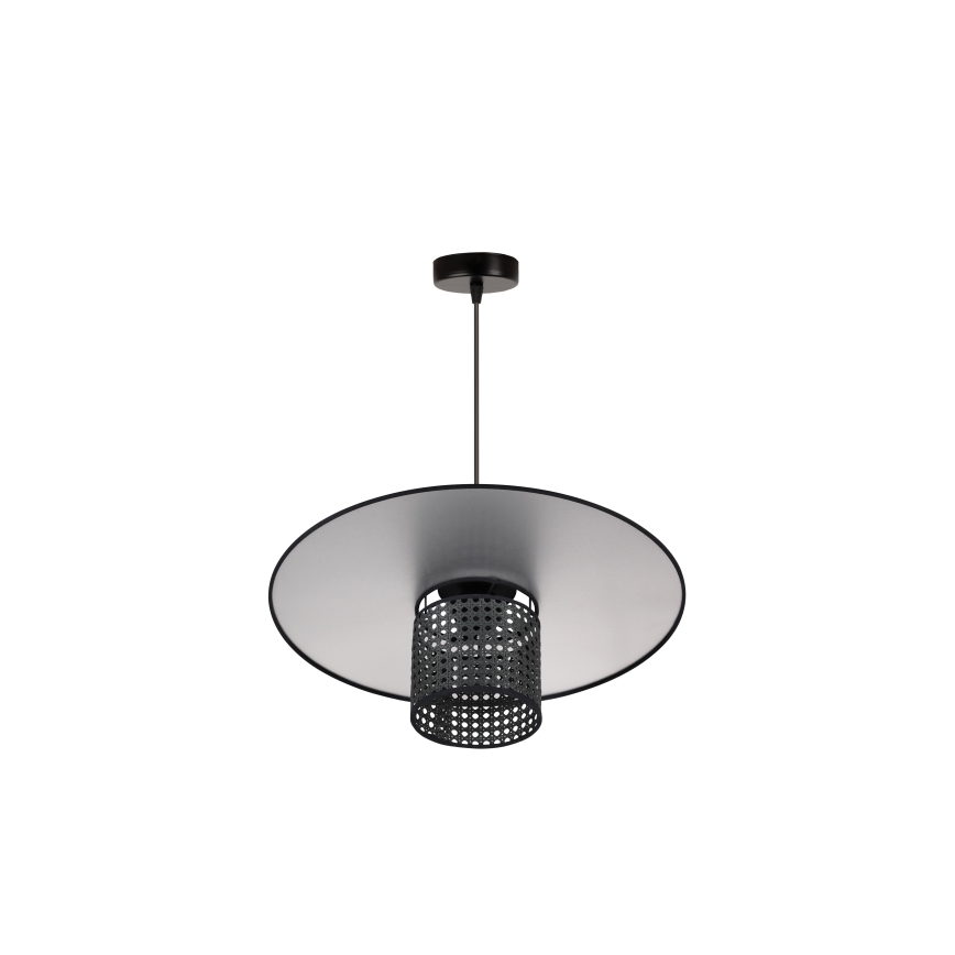 Duolla - Lampadario a sospensione con filo TOKYO RATTAN 1xE27/15W/230V diametro 50 cm nero/argento