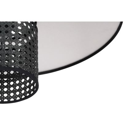 Duolla - Lampadario a sospensione con filo TOKYO RATTAN 1xE27/15W/230V diametro 50 cm nero/argento