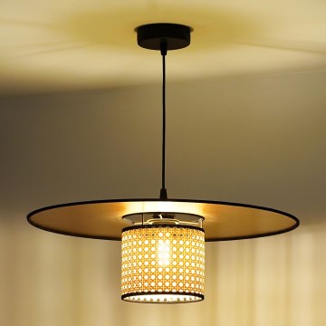 Duolla - Lampadario a sospensione con filo TOKYO RATTAN 1xE27/15W/230V diametro 50 cm oro/rattan
