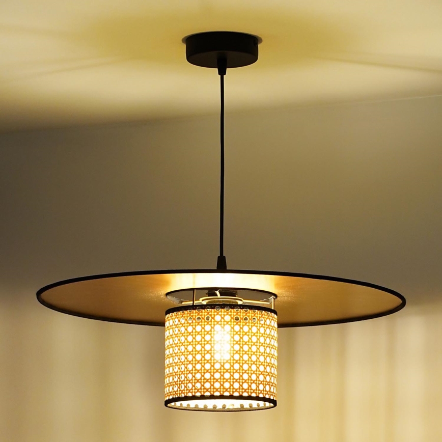 Duolla - Lampadario a sospensione con filo TOKYO RATTAN 1xE27/15W/230V diametro 50 cm oro/rattan