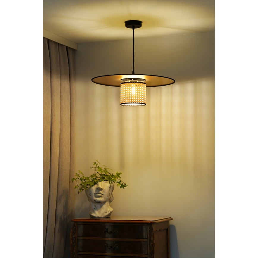 Duolla - Lampadario a sospensione con filo TOKYO RATTAN 1xE27/15W/230V diametro 50 cm oro/rattan