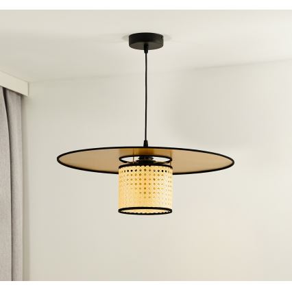 Duolla - Lampadario a sospensione con filo TOKYO RATTAN 1xE27/15W/230V diametro 50 cm oro/rattan