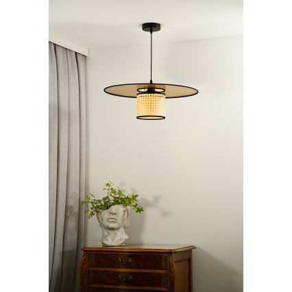 Duolla - Lampadario a sospensione con filo TOKYO RATTAN 1xE27/15W/230V diametro 50 cm oro/rattan