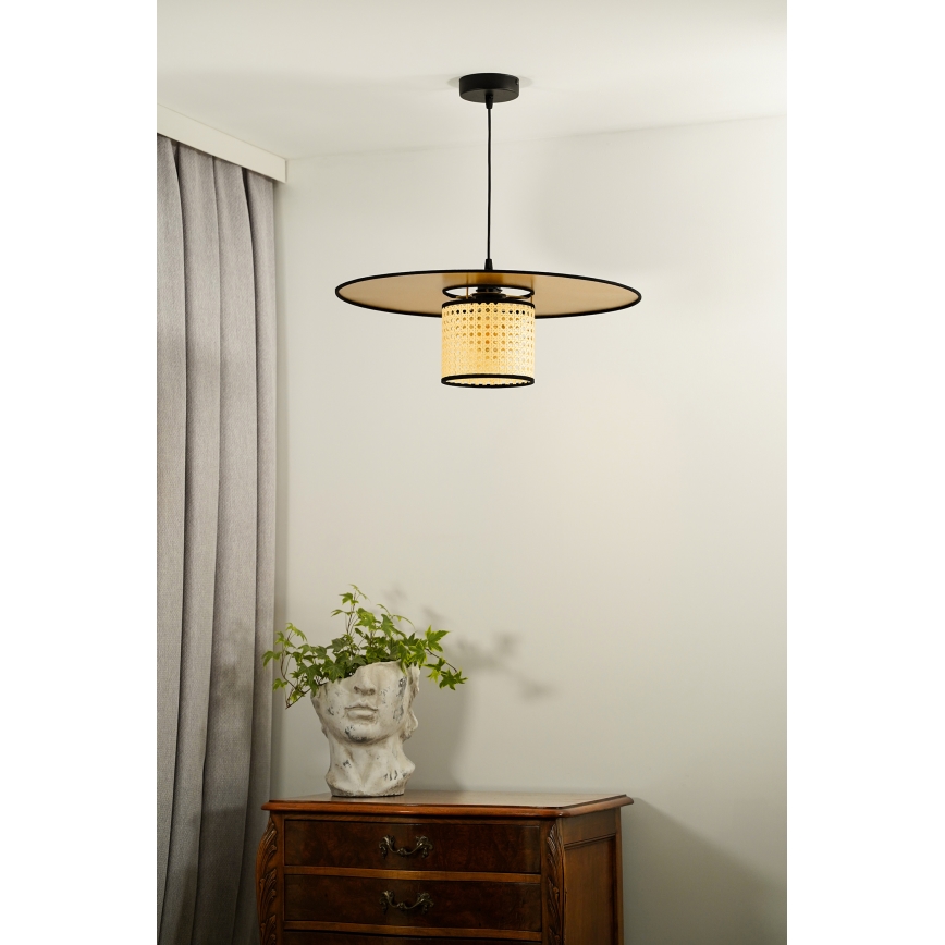 Duolla - Lampadario a sospensione con filo TOKYO RATTAN 1xE27/15W/230V diametro 50 cm oro/rattan
